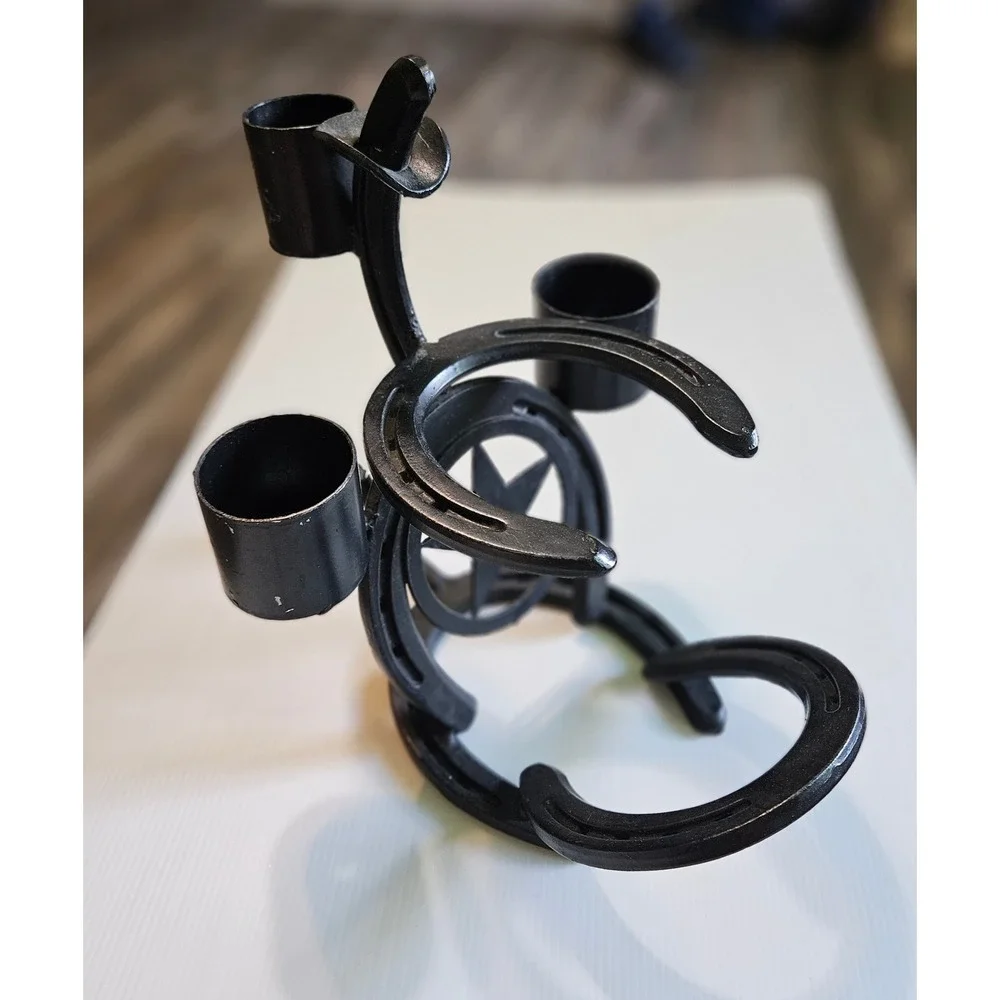 Rustic Horseshoe Metal Candle Holder‎ Texas Star Western Farmhouse Decor Black